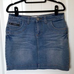 Blue Epic Faded Jean Mini Skirt